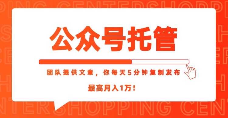 【公众号托管 】我提供文章，你每天５分钟复制发布，最高月入1W - 中创网