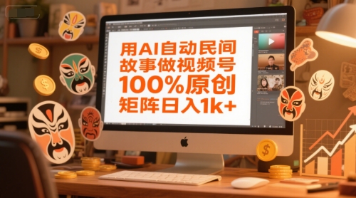 用AI自动民间故事做视频号，100%原创，矩阵日入1k+ - 冒泡网赚