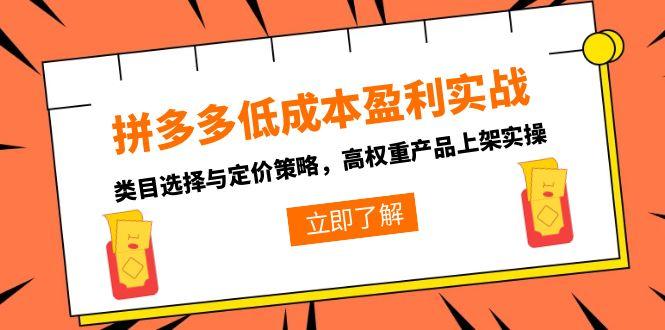 拼多多低成本盈利实战，类目选择与定价策略，高权重产品上架实操 - 中创网