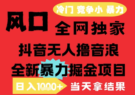 25年6月高爆抖音无人直播最新撸音浪掘金项目，解放双手小白可做，无脑日入1k+，门槛低 - 冒泡网赚