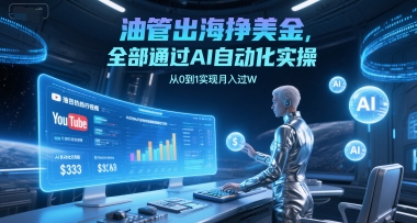 油管出海挣美金，全部通过AI自动化实操，从0到1实现月入过W - 冒泡网赚