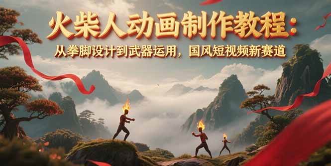 火柴人动画制作教程：从拳脚设计到武器运用，国风短视频新赛道 - 福缘创业网