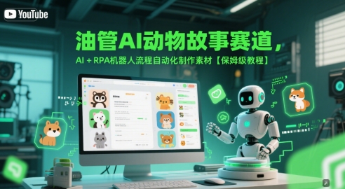 油管AI动物故事赛道，AI+RPA机器人流程自动化制作素材【保姆级教程】 - 冒泡网赚