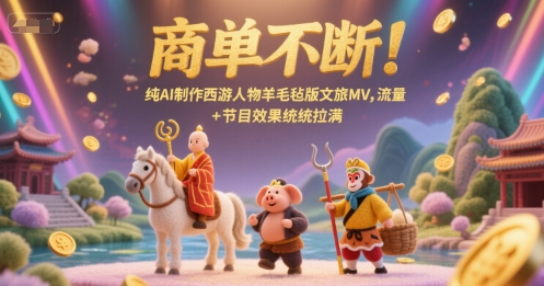 商单不断！纯AI制作西游人物羊毛毡版文旅MV，流量+节目效果统统拉满 - 冒泡网赚