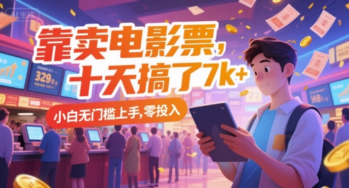 靠卖电影票，十天搞了7k+，小白无门槛上手，零投入 - 冒泡网赚