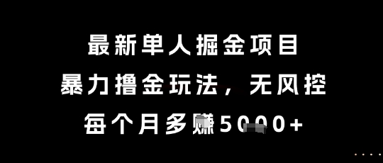 最新单人掘金项目，暴力撸金玩法，无风控，每个月多挣5k+ - 冒泡网赚