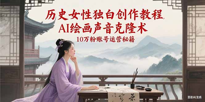 历史女性独白创作教程，AI绘画声音克隆术，10万粉账号运营秘籍 - 福缘创业网