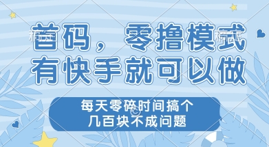 首码零撸项目，有快手就可以做，每天业务时间搞个几张不是问题 - 冒泡网赚