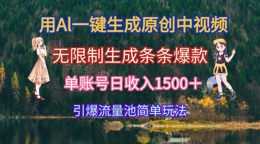 用Al一键生成原创中视频，无限制生成条条爆款，单账号日收入1500＋引爆... - 中创网