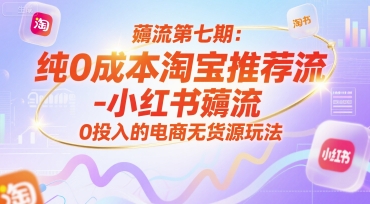 薅流第七期：纯0成本淘宝推荐流-小红书薅流最新版目，0投入的电商无货源玩法（附赠往期） - 冒泡网赚