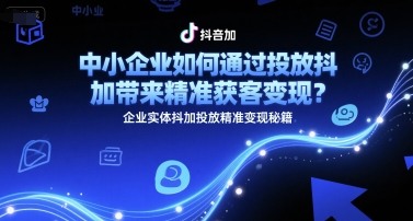 中小企业如何通过投放抖加带来精准获客变现？企业实体抖加投放精准变现秘籍 - 冒泡网赚