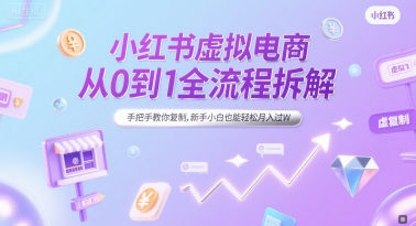 小红书虚拟电商从0到1全流程拆解，手把手教你复制，新手小白也能轻松月入过W - 冒泡网赚