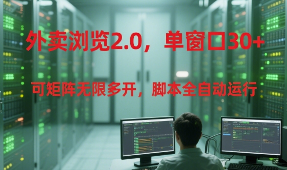 外卖浏览2.0,单窗口30+可矩阵无限多开,脚本全自动运行-紫橙网创项目网