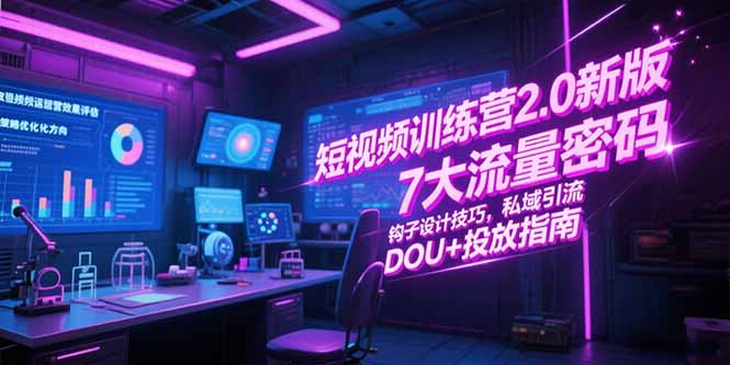 短视频训练营2.0新版，7大流量密码/钩子设计技巧/私域引流/DOU+投放指南 - 中创网