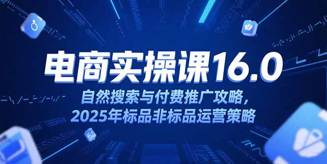 淘宝电商运营课16.0，自然搜索与付费推广攻略，2025年标品非标品运营策略 - 中创网