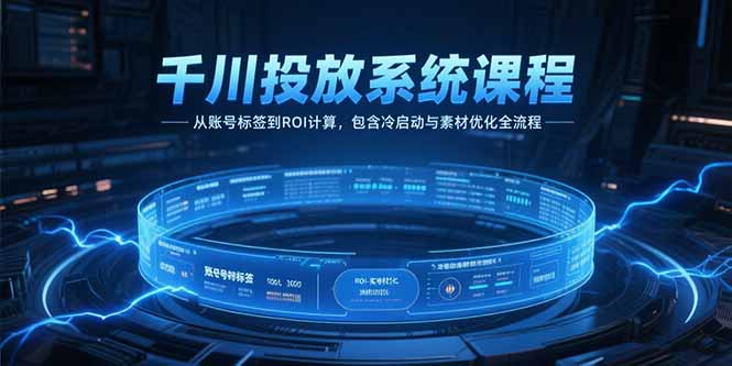 千川投放系统课程，从账号标签到ROI计算，包含冷启动与素材优化全流程 - 中创网