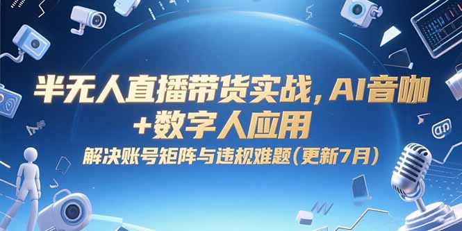 半无人直播带货实战，AI音咖+数字人应用 解决账号矩阵与违规难题(更新7月) - 中创网