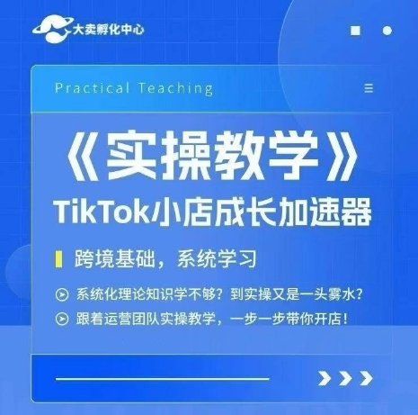 大卖家孵化中心TikTok实操课，TikTok小店成长加速器，跨境基础系统学习，一步一步带你开店 - 冒泡网赚