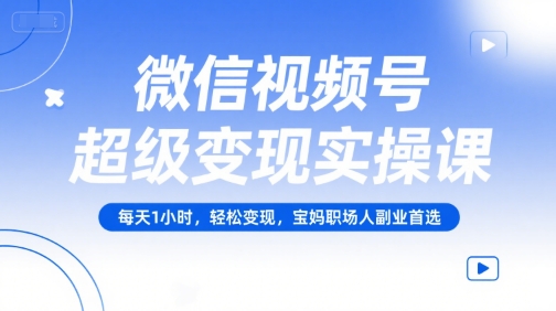 微信视频号超级变现实操课，每天1小时，轻松变现，宝妈职场人副业首选 - 冒泡网赚