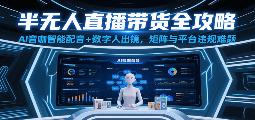 半无人直播带货全攻略：AI音咖智能配音+数字人出镜，解决账号矩阵与平台违规难题 - 福缘创业网