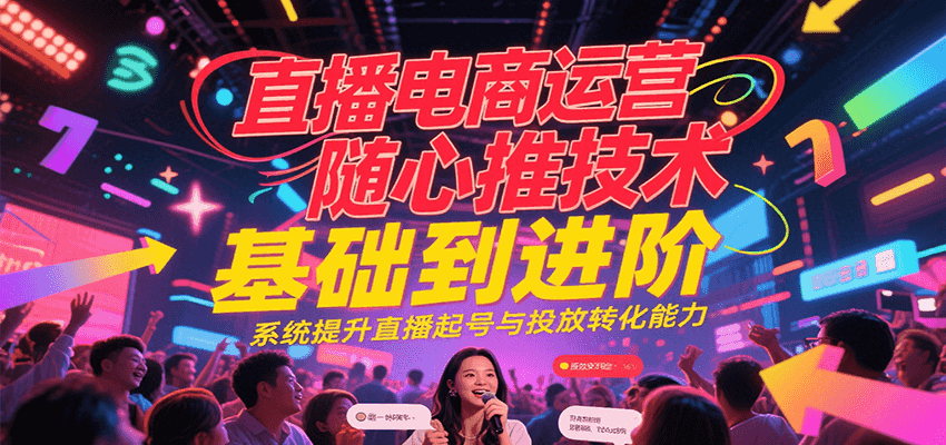 直播电商运营随心推投放技术基础到进阶，系统提升直播起号与投放转化能力 - 福缘创业网