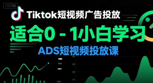 Tiktok短视频广告投放，适合0-1小白学习ADS短视频投放课 - 冒泡网赚