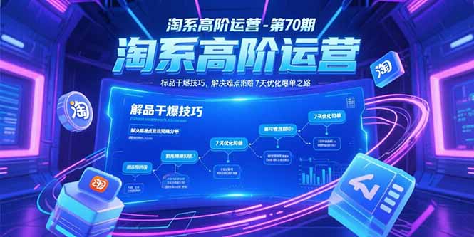 淘系高阶运营-第70期，标品干爆技巧，解决难点策略，大佬操盘方法 - 中创网