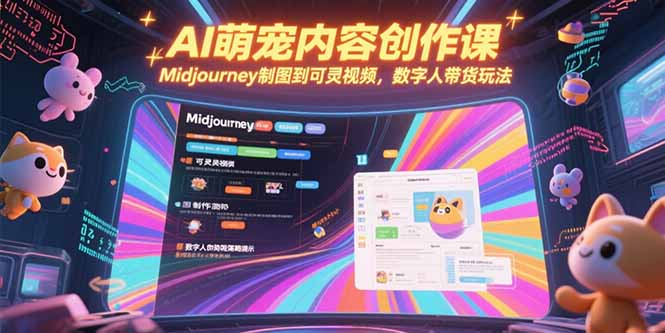AI萌宠内容创作课，Midjourney制图到可灵视频，数字人带货玩法 - 中创网