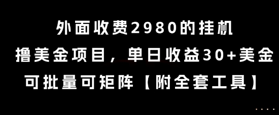 外面收费2980的挂G撸美金项目，单日收益30+美金，可批量可矩阵 - 冒泡网赚