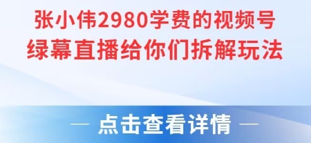张小伟2980付费额视频号绿幕直播给你们拆解玩法 - 冒泡网赚