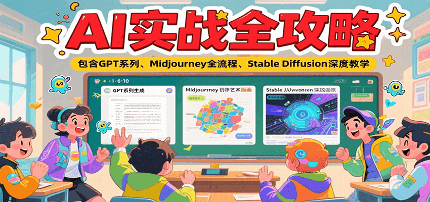 AI实战全攻略，包含GPT系列、Midjourney全流程、Stable Diffusion深度教学 - 福缘创业网
