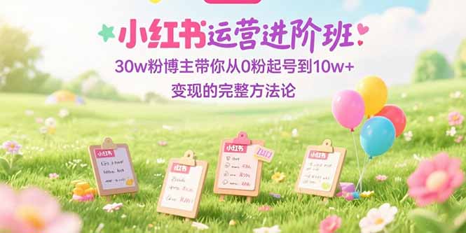 小红书运营进阶班：30w粉博主带你从0粉起号到10w+变现的完整方法论 - 中创网