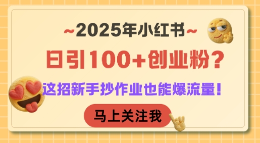 2025年小红书日引100+创业粉？这招新手抄作业也能爆流量！ - 冒泡网赚