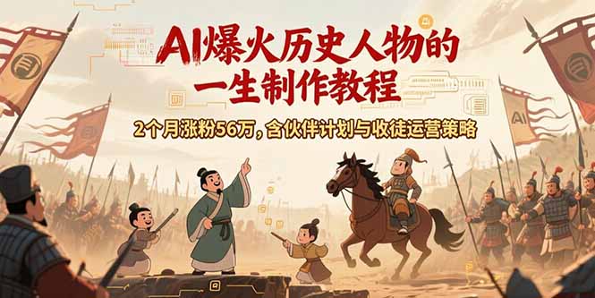 AI历史人物赛道课程，2个月涨粉56万，含伙伴计划与收徒运营策略 - 中创网