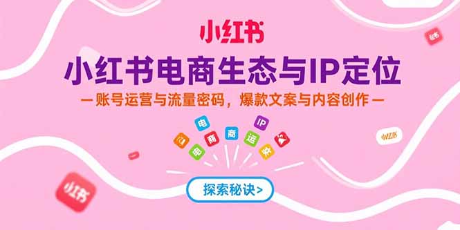 小红书电商生态与IP定位，账号运营与流量密码，爆款文案与内容创作 - 中创网