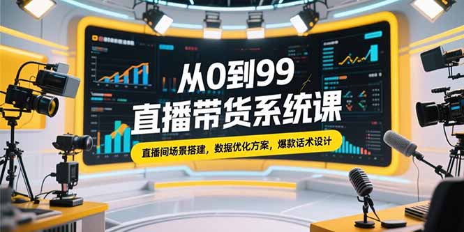 从0到99直播带货系统课，直播间场景搭建，数据优化方案，爆款话术设计 - 中创网