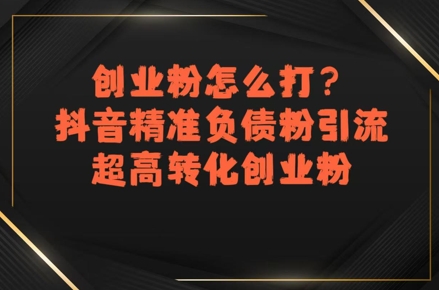创业粉怎么打？抖音精准负债粉引流，超高转化创业粉 - 冒泡网赚