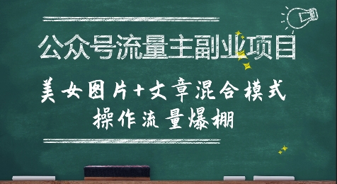 公众号流量主副业项目，美女图片+文章混合模式操作流量爆棚 - 冒泡网赚