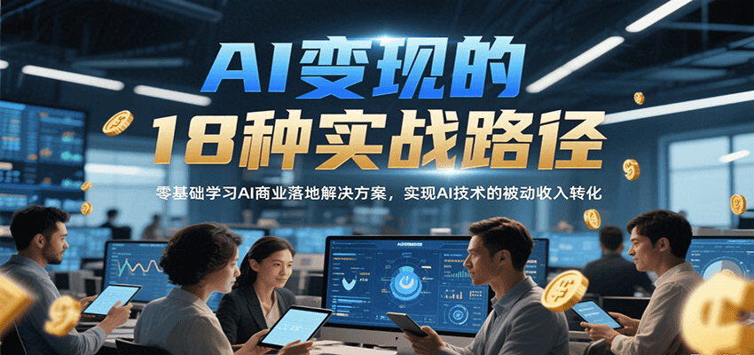 AI变现的18种实战路径，零基础学习AI商业落地解决方案，实现AI技术的被动收入转化 - 福缘创业网