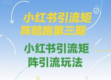 小红书引流矩阵陪跑第三期，小红书引流矩阵引流玩法 - 冒泡网赚