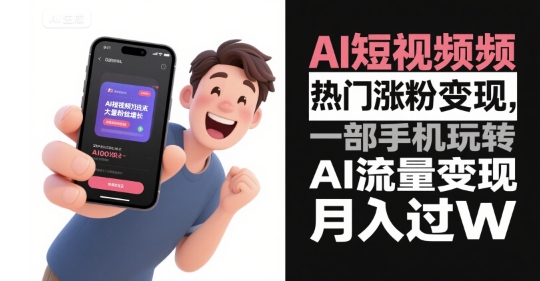AI短视频热门涨粉变现，一部手机玩转AI流量变现，月入过W - 冒泡网赚