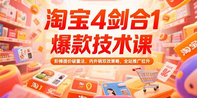 淘宝4剑合1爆款技术课，阶梯提价破量法，内外销双改策略，全站推广拉升 - 中创网