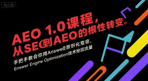 AEO 1.0 课程，从SEO到AE0的基命性转变，手把手教会你用AnswerEngineOptimization技术抢回流量 - 冒泡网赚