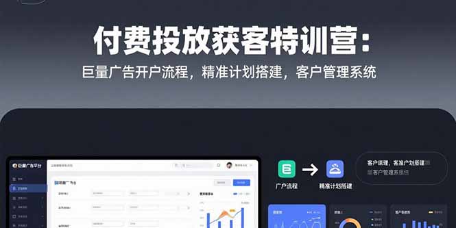 付费投放获客特训营：巨量广告开户流程，精准计划搭建，客户管理系统 - 中创网