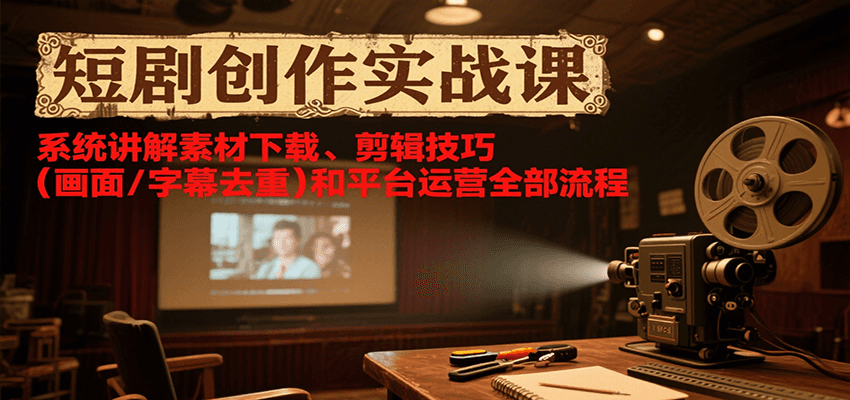 短剧创作实战课，系统讲解素材下载、剪辑技巧和平台运营全部流程 - 福缘创业网