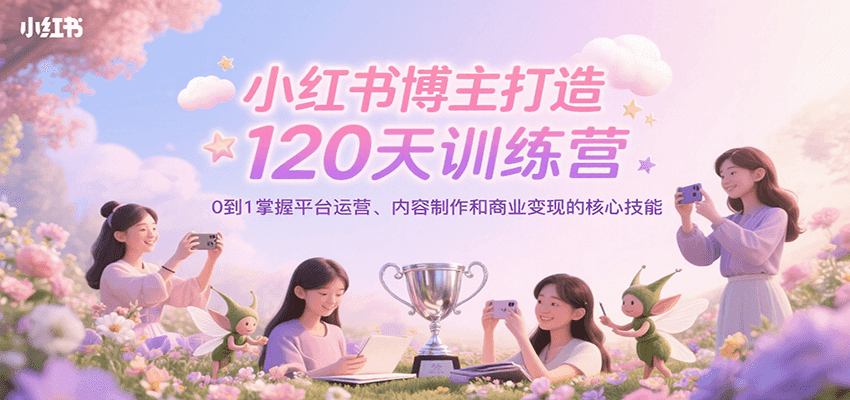小红书博主打造120天训练营，0到1掌握平台运营、内容制作和商业变现 - 福缘创业网