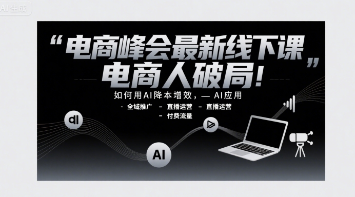 电商峰会最新线下课，电商人破局，如何用AI降本增效，AI应用-全域推广-直播运营-付费流量 - 冒泡网赚