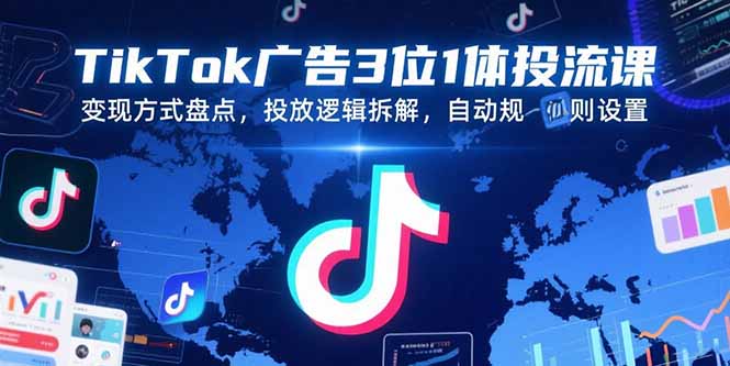 TikTok广告3位1体投流课，变现方式盘点，投放逻辑拆解，自动规则设置 - 中创网