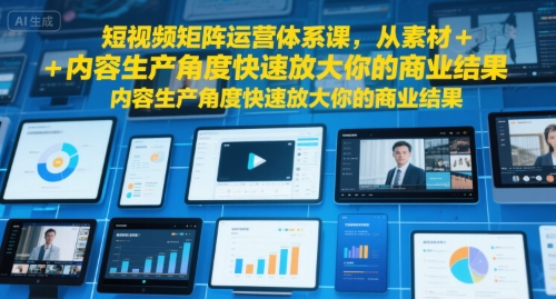 短视频矩阵运营体系课，从素材+内容生产角度快速放大你的商业结果 - 冒泡网赚