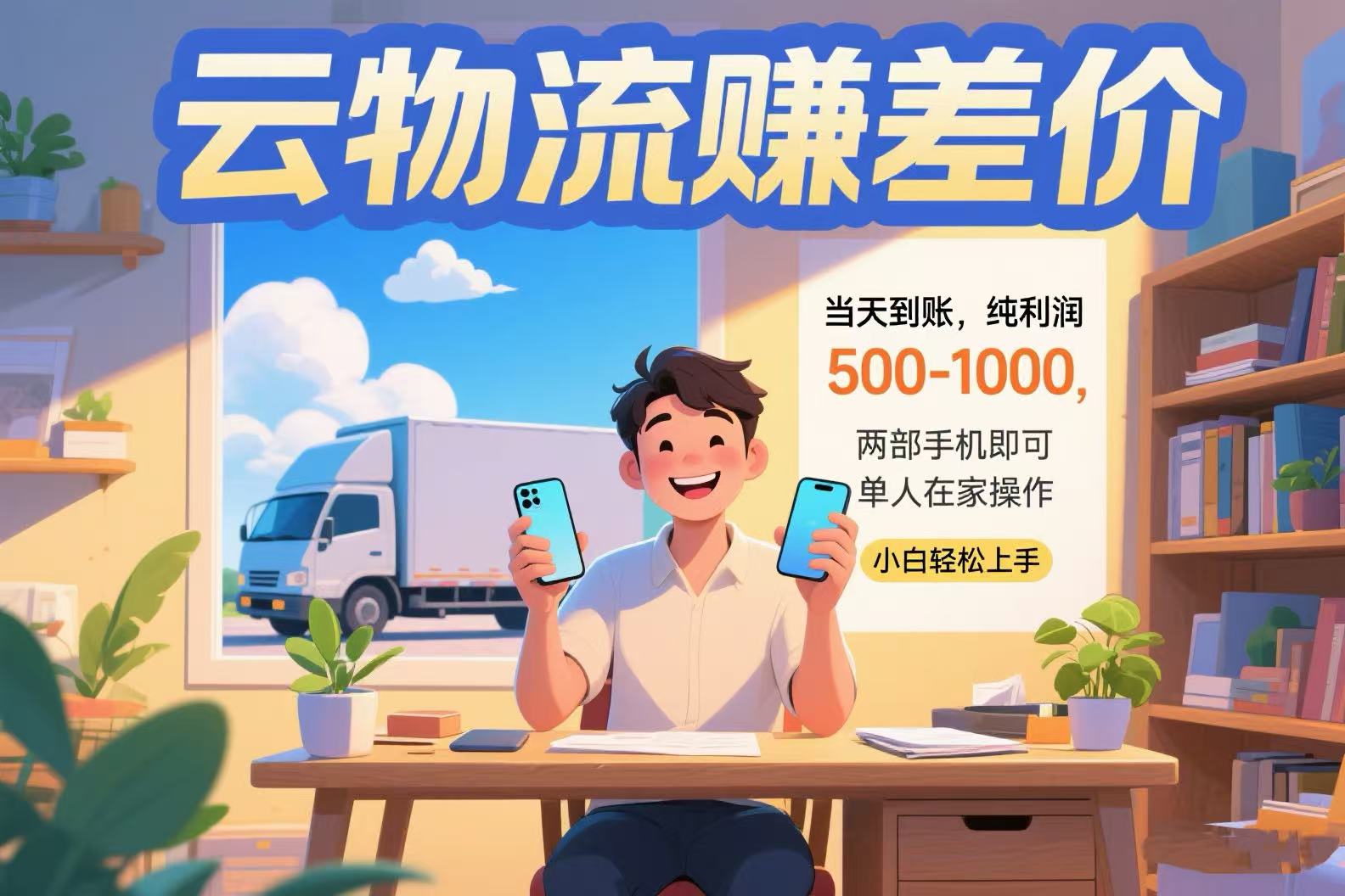 云物流赚差价 当天到账纯利润500-1000 两部手机即可 可单人在家操作 小... - 中创网
